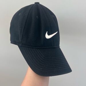 Nike Black Cap with White Swoosh Logo